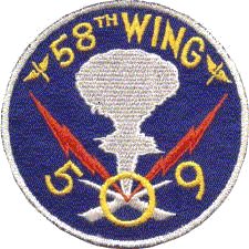 509th Bombardment Group emblem while assigned to the 58th Bombardment Wing.  A copy of this emblem  was  down loaded from Strategic-Air-Comm