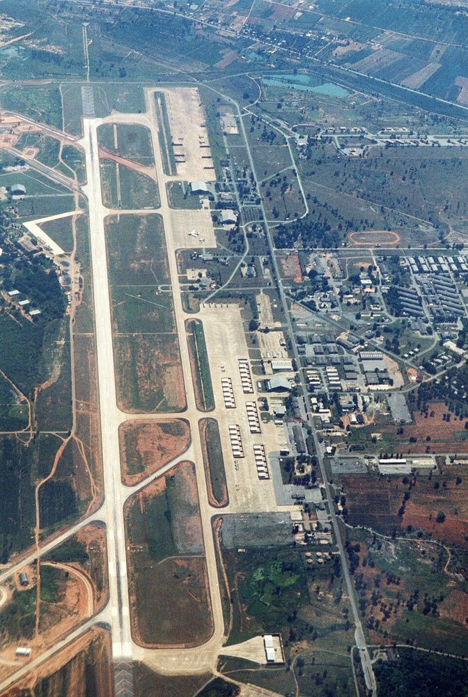 Aerial view of Korat Royal Thai Air Base, Thailand, during exercise "Cobra Gold '87".