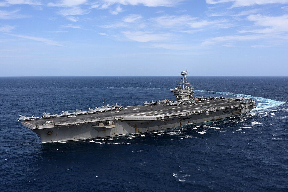 The U.S. Navy aircraft carrier USS Harry S. Truman (CVN-75) underway in the Atlantic Ocean on 11 September 2018. Harry S. Truman, with assig