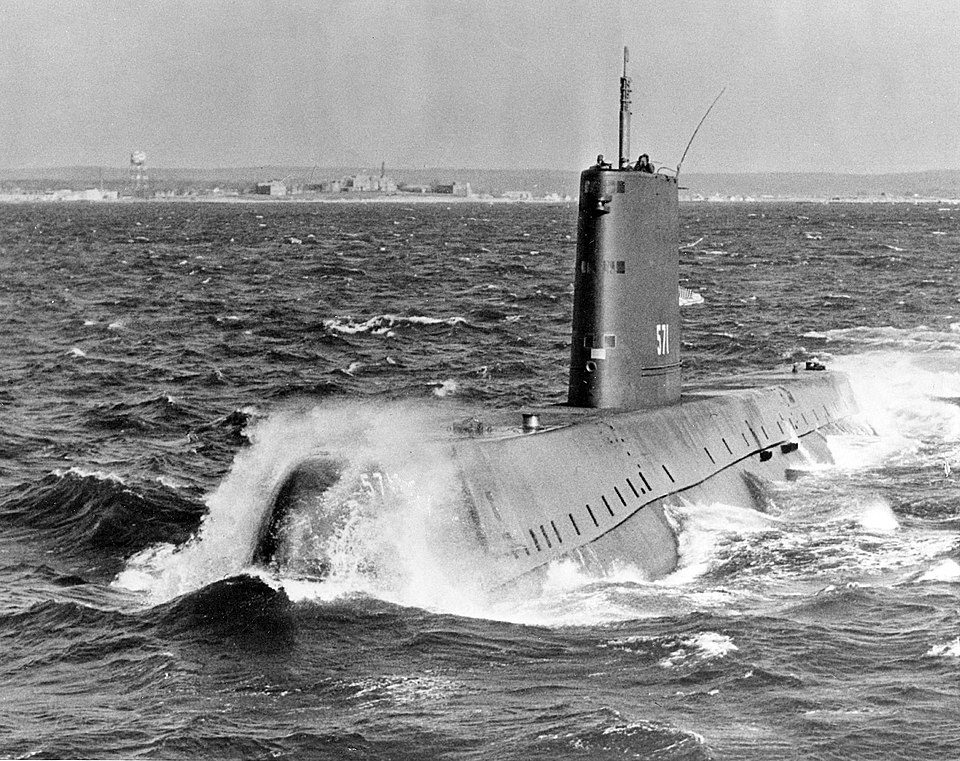 USS Nautilus (SSN-571) on sea trials.