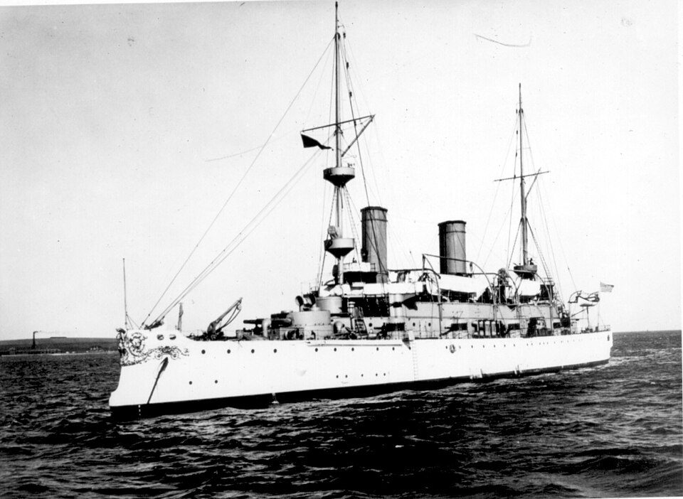 USS_Olympia;Port Bow, February 10 1902.