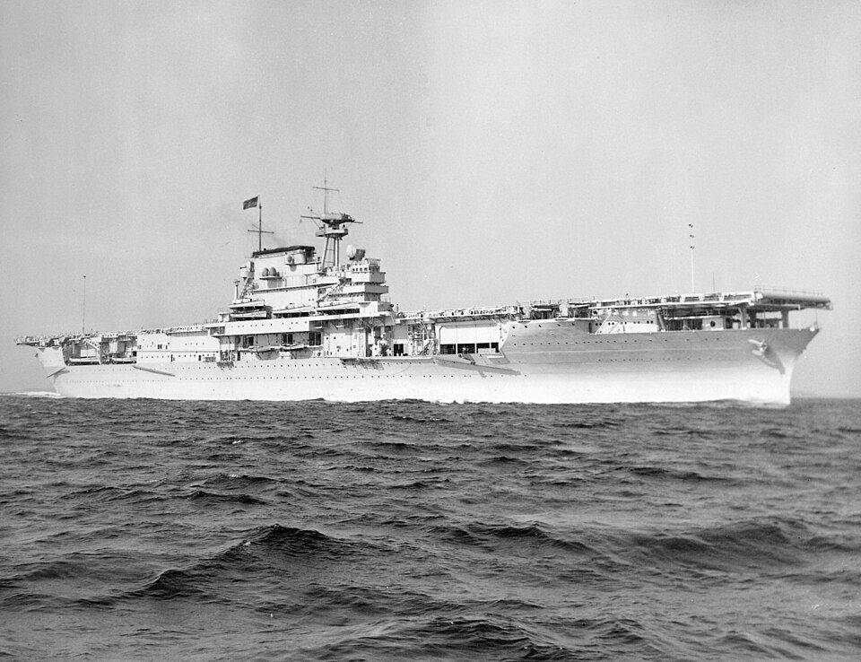 The U.S. Navy aircraft carrier USS Yorktown (CV-5) underway, on 21 July 1937.